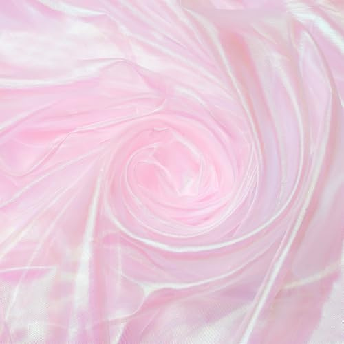NBEADS 3 m gradient organza spetstyg, skimrande tyg, magiskt spetstyg, holografiskt tyg för brudklänning, gardin, bakgrund, gör-det-själv-tillbehör, dekor, 1,5 m brett, rosa