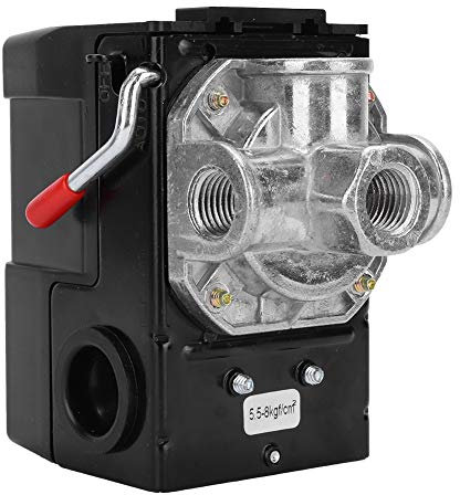 Druckschalter für Luftkompressor, Ersatzteile für Luftkompressor, Automatisches Druckschalter-Steuerventil, 4 Löcher, G1/4 Zoll, 75–120 Psi, 220 V, Zentrale Pneumatische