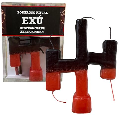 Ritual de Exú para Abrir Caminos y Desatrancar | Poderoso Rito Abre Caminos con Velón de 5 Mechas de 20cm de alto y 15cm de ancho aprox, Puro de Exu y Aceite Litúrgico de Desatrancadera.