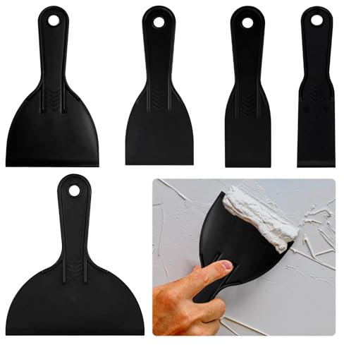 Plastic Scraper and Putty Knife Set 5-Piece Tool for Spackling, Cleaning, Caulking and Painting