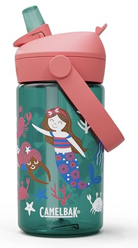 CAMELBAK Thrive Flip Straw Kids 14oz Sportflasche – auslaufsicher – kindgerechte Größe – einfacher Trinkverschluss – ideal für unterwegs – Mermaid Friends, Größe: OS