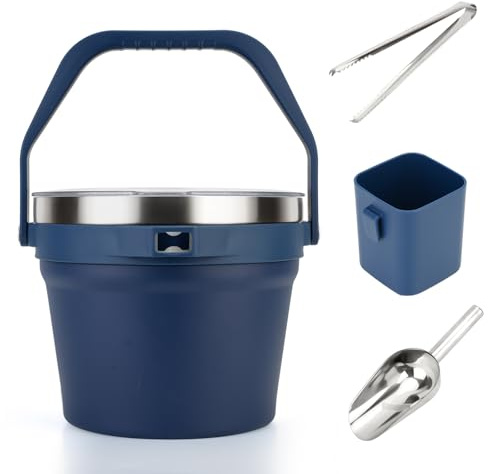 Luxfuel 7.5L Insulated Ice Bucket with Lid, Scoop & Tongs, Large Stainless Steel Double-Wall Beverage Cooler, Holds 6 Beer Bottles or 3 Wine Bottles, Great for Parties, BBQ, Bar, Outdoor Events/256oz