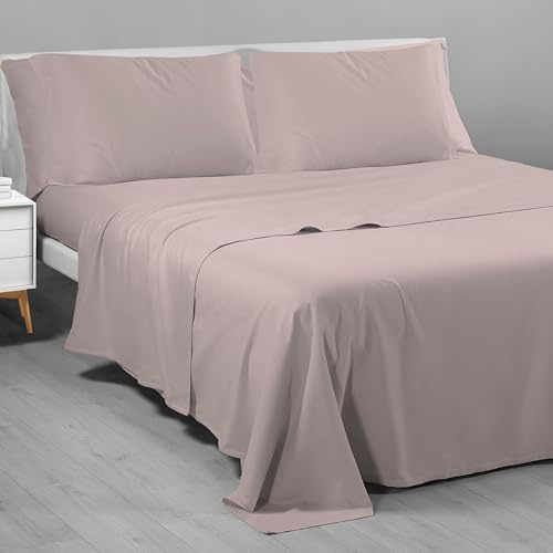 Riad Arredo Completo Letto Tinta Unita 100% Cotone Italiano Morbido Mano Percalle - Set Lenzuola Delicate Artigianale Made in Italy (Cipria, Matrimoniale Maxi)
