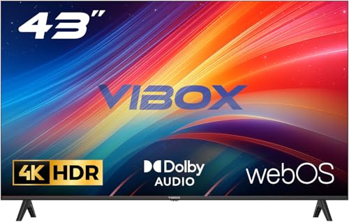 VIBOX UHD 4K 43 Pouces Smart TV | WebOS | HDR10 | 3X HDMI, 2X USB | Dolby Audio| Contrôle gestuel | pour Chambre, Salon ou Bureau