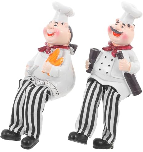 Amosfun Harz Küchenchef Dekofigur Set 2 Stück Kreative Hängende Beine Koch Skulptur Wohnaccessoire Für Küche Wohnzimmer Schlafzimmer