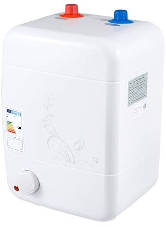 JJsdwin Chauffe-eau 8 l, petit réservoir d'eau chaude résistant à la pression, appareil basse pression pour évier de cuisine, salle de bain + lavabo, température réglable Plug and Play