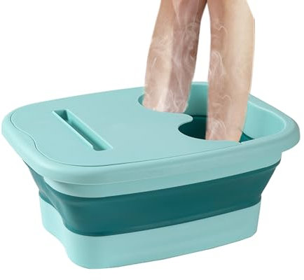 Vasca da bagno per pediluvio, vasca da bagno per piedi, bacinella pieghevole con massaggio ergonomico sul fondo, piedini portatili per viaggi, recupero post-allenamento, spa, atleta a casa