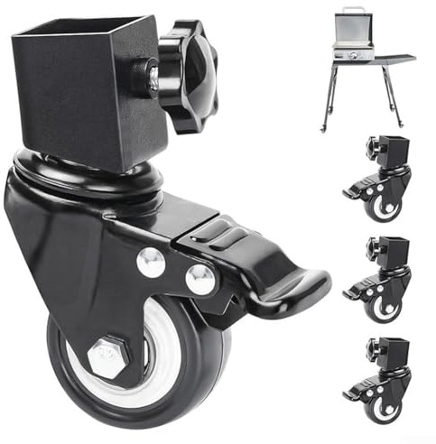 4Pcs Swivel Castor, Bracket Casters, 360-Degree Swivel Bracket Casters With Brakes, For Grill Pan Rack For Both Indoor And Outdoor Grilling