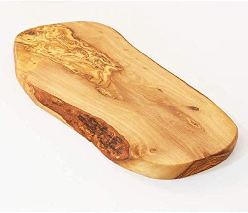 Brett aus Olivenholz, Olivenholzbrett Schneidebrett, Holzbrett, Frühstücksbrett, Steakbrett, Naturschnitt (22L x 13B cm)