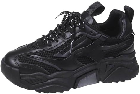 Chunky Womens Trainers, Mesh Breathable Platform Shoes, Casual Fashion Road Running Sneakers, Lightweight Walking Shoes Wide Fit Trainers UK, Thick Sole Height Sneakers