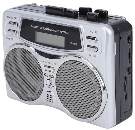 MENDUNER Retro Kassettenspieler mit Automatischer Rückwärtsaufnahme, Tragbarer AM FM Radio Kassettenspieler, Eingebauter Stereolautsprecher, LED Anzeige, Kopfhöreranschluss für Zuhause,