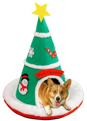 CGACCSD Cueva para Gatos - Árbol De Navidad Antideslizante Lavable,Cama Cueva Grande Gatos Y Casa Cachorros,para Cachorros Perros Pequeños Decoración Hogar Dormitorio Balcón Invierno