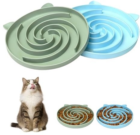 Antischlingnapf Katze,Cat Bowl 2 Stück Anti Schling Katzen Napf,Leckmatte Hund mit Großem Saugnapf, Schleckmatte Katze für Nassfutter und Trockenfutter