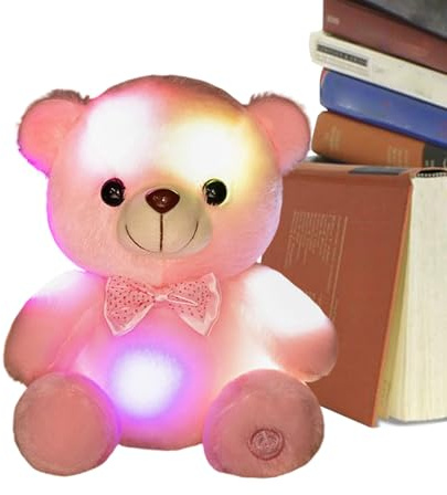 Genérico Peluche Iluminado - Oso Muñeco Abrazable de 20 cm - De Peluche Que En La Oscuridad - para Consuelo y Acompañía de Niñas y Adultos en Hogar, Sala de Estar,