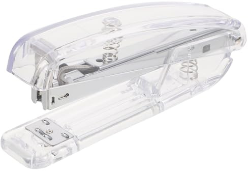 Operitacx Agrafeuse Transparente en Plastique Compacte, Outil D'agrafage Scolaire pour Reliure de Papier, Fourniture de Bureau Légère et Pratique pour Travaux Scolaires et Bureau, 1 Pièce