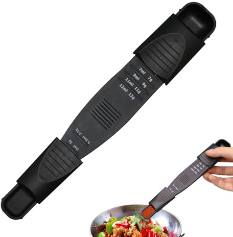 Justerbar måttsked, mätsked för bakning, 15 cm skedar i glidskala diskmaskinssäkra mätskedar, köksverktyg med ergonomisk design, mått för torrt flytande socker