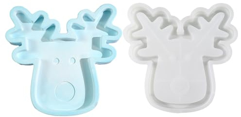 Moule en silicone en forme de cerf de Noël pour les amateurs faits à la main, moule de plateau de service, dessous de verre, moules de fabrication de vaisselle, outil de fabrication de cadeaux