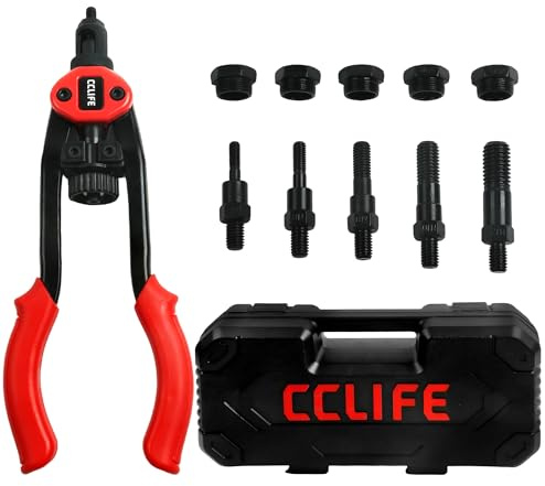 CCLIFE Juego de alicates para remaches M5-M12 con 150 tuercas de remache