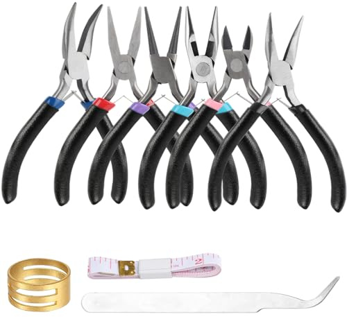 Set med 6 smycken, tänger, runda smycken, för smyckestillverkning, verktyg, liten spetstång, set med platt tång, trådskärare, reparation av smycken, modellbygge pysseltång