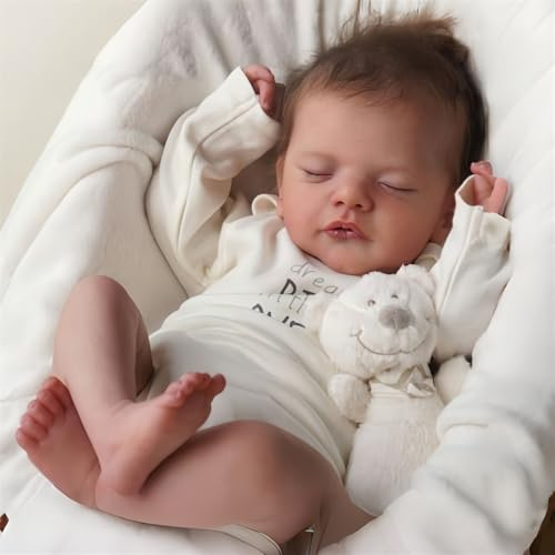 Bambole Reborn Maschio 18 pollici Bambole Reborn Corpo Morbido Tessuto, Originali Sembra un vero Bambino, Reincarnate Bambola Reale Ragazzo con gli occhi chiusi