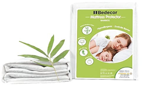 Bedecor Premium Bamboo Viscos Waterproof Mattress Protector - Mattress Cover - UK King Size - 150 x 200 + 30cm