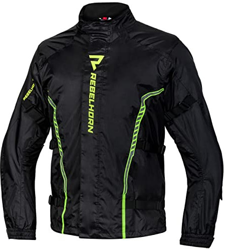 REBELHORN Patrol Motorrad Regenjacke Wasserdichte Verstellriemen Laminierte Nähte Reflektierende Elemente