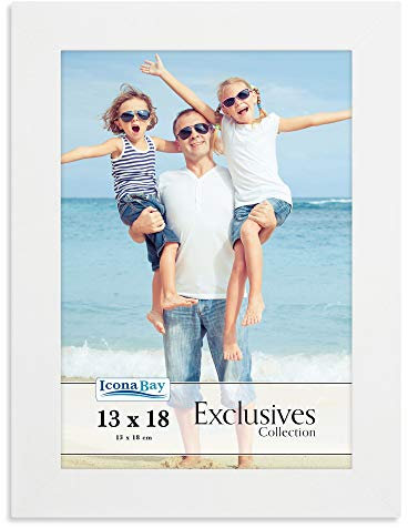 Icona Bay Cornice portafoto Bianca 13 x 18 cm, Robusta Cornice portafoto in Legno Composito 13 x 18, Design Elegante, da Tavolo o Montaggio a Parete, Collezione Exclusives