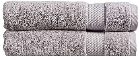 Christy Refresh Bath Sheet Towels | Set of 2 | Quick Dry | Gentle Pastel Tones | Soft Plush Large Bath Towels | Absorbent Shower Towels | 100% Cotton 550GSM | Dove Grey