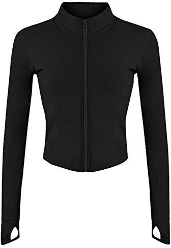 Tanming Veste d'entraînement à fermeture éclair intégrale pour femme, Noir, M