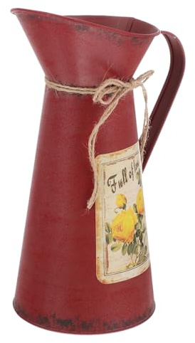 YARNOW Eisenblumeneimer Vintage Rustikale Vase Für Kunstblumen Dekorativer Blecheimer Als Pflanzgefäß Eimer Für Zuhause Küche Und Garten 28.00 X 18.00 X 11.00 cm