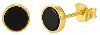 925 Sterling Silber Ohrringe Schwarz Achat Echtes Silber Ohrstecker Rund Schmuck 6/8/10/12mm für Damen Herren Paar Geschenk Valentinstag Jahrestag Geburtstag