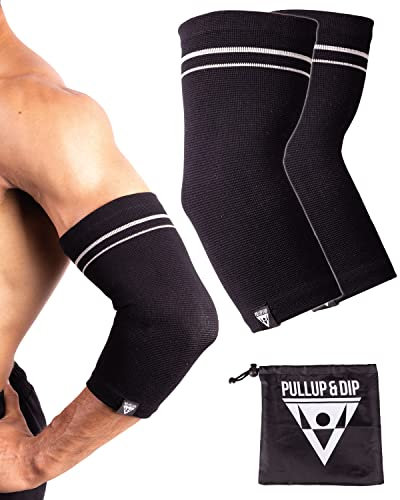 PULLUP & DIP Ellenbogen Bandagen für Damen und Herren, 1 Paar Fitness Ellenbogenbandage stabilisiert die Gelenke, rutschfeste Tennisarm Bandage, Sportbandage für Fitness, Krafttraining, Basketball
