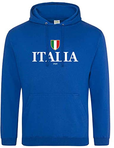 Italia Herren Kapuzenpullover Rugby Hoody Italienische Flagge Schild Nationen Italien Fans, königsblau, L