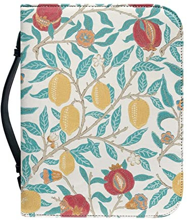 Kuiaobaty Bibelhülle mit Griff, Vintage-Zitronenmuster, Retro-Früchte, Malerei, Buchhülle, Kunstleder, Notizbuchhülle mit Innentasche