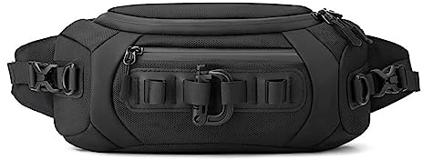 FANDARE Bauchtasche Herren Brusttasche Gürteltasche Sport Hüfttasche Nylon Sling Bag Damen Umhängetaschen Schultertasche Wasserresistent Crossover Daypacks für Outdoor Reisen Crossbody Pack Schwarz