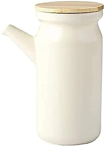 MAGICVOGEL Keramik Ölflasche Ölspender Essigspender mit Ausgießer Olivenöl Behälter Sushi Dispenser Sojasauce Flasche mit Deckel für Küche Kochen Pasta (Beige)