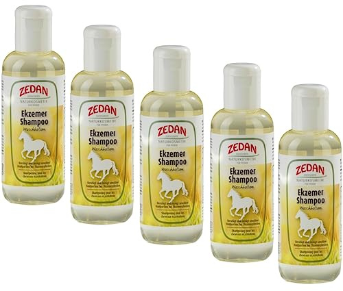 RL24 Zedan - Pferdeshampoo – 5 x 250 ml Flasche (5er Set) | Ekzemershampoo für Pferde reinigt schonend – Mähnenshampoo mit D-Panthenol & Rosmarinsöl – bei Schuppen & Juckreiz