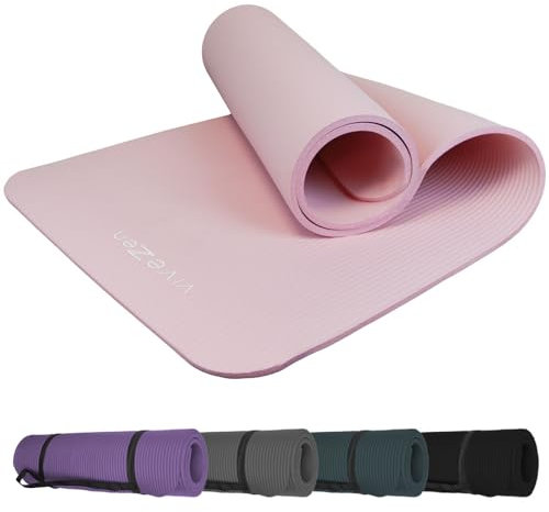 Vivezen - Tapis de yoga, de gym, d'exercices 180 x 60 X 1 cm + sangle de transport - Plusieurs coloris