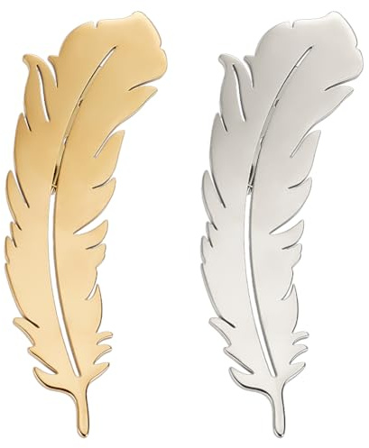 HOBBIESAY 2 Farben Elegante Feder Dekorative Brosche Anstecknadel Edelstahl Braut Hochzeit Anstecknadel Damen Herren Feder Anzug Brosche Anstecknadel Kleid Abzeichen Corsage Schmuck