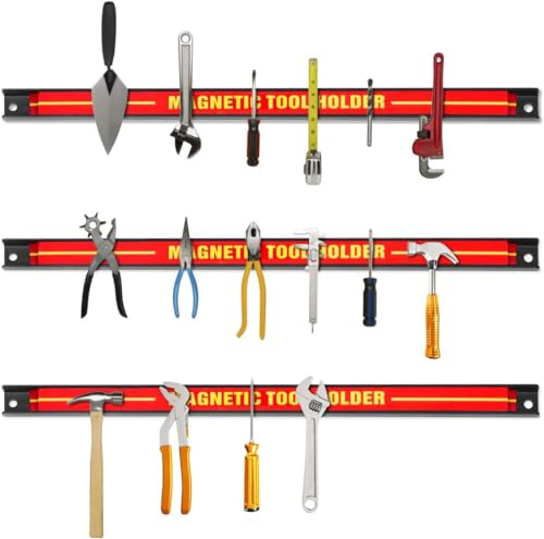 GOPLUS Barras Magnéticas para Herramientas, Soporte para Herramientas Magnético, Barra de Herramientas, Soporte de Pared para Taller Garaje Hogar (3 x 46cm)