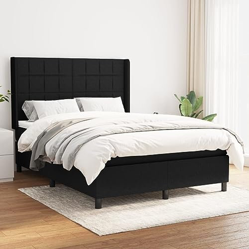 THOYTOUI Boxspringbett, Seniorenbett Tagesbett Bettgestell Betten Geeignet für Wohnungen Schlafzimmer Gästezimmer Aufenthaltsraum mit Matratze Schwarz 140x200 cm Stoff