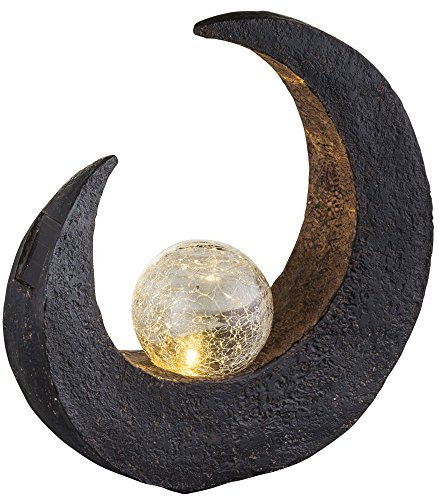 GLOBO LED Außen Solar Leuchte Feuer-Effekt Crackle-Design Garten Deko Beleuchtung Balkon Strahler Terrassen Lampe, Farbe:braun-schwarz - Mond Solarleuchte