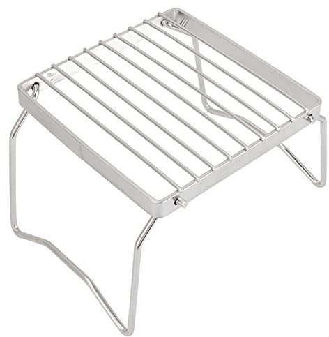 Campinggrill mit Klappbaren Beinen, Klappbarer Lagerfeuergrill aus Edelstahl, Gitterform, Campingrost, Tragbar für Outdoor-Abenteuer