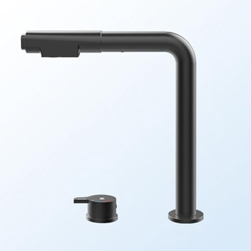 XJTNLB Mitigeur Cuisine Douchette Noir Robinet Evier Sous Fenetre Mitigeur Évier Une Seule Poignée Robinet Inox Cuisine Mitigeur Camping Car