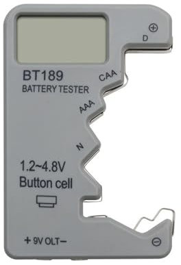 kesurpae Testeur de batterie BT189 avec écran LCD haute définition pour diverses Batteries, outil de détection de puissance Mobile, bouton ABS AA AAA, gris argenté