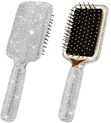 Minovel Bling Rhinestone Paddle Brush Luxury Detangler Gift Women Birthday Wedding