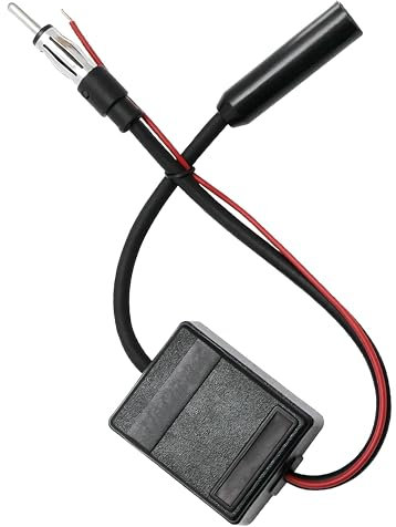 Retoo Autoradio Antennenverstärker, Universell 12V Auto FM Signal Verstärker mit Hohe Verstärkung 16 dB, Geringes Rauschen, Kompatibel für DAB, AM LM-Verstärkung mit DIN Adapter