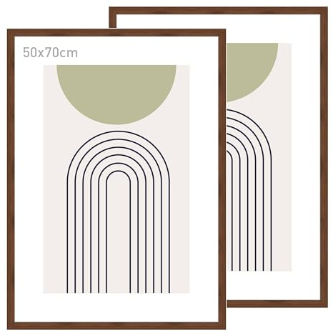 accent by nielsen Holz Bilderrahmen Velino, 50 x 70 cm 2er Set, Dunkelbraun | Holz (MDF) Posterrahmen im Hoch- & Querformat zum Aufhängen Dunkelbraun matt Echtglas