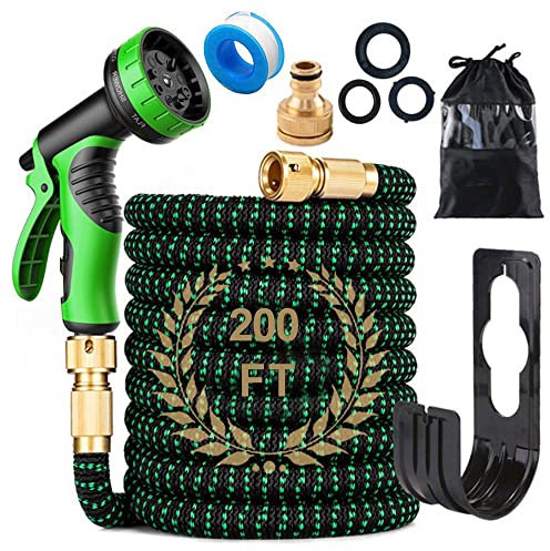 200FT Expandable Garden Hose Pipe, 10 Pattern Spray Nozzle Flexible Expanding Magic Watering Hose with 3/4 1/2 Fittings, Easy Storage