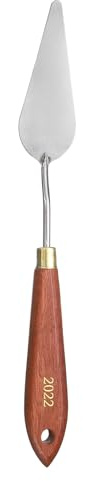 QUARKZMAN Couteaux à Peinture Outil De Peinture 3.23 x 1.14 Rouge/Argent | Spatula Couteaux à Peinture Avec Trou Manche En Hêtre, Lame En Acier Inoxydable, Forme larme, 9.45 Longueur